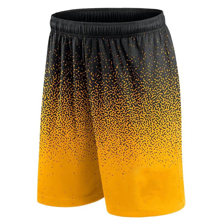 Basketball Shorts Gradient Elastic Drawstring Outdoor Sport Black Yellow Shorts