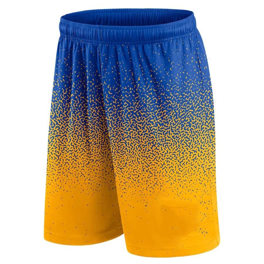 Basketball Shorts Gradient Elastic Drawstring Outdoor Sport Blue Yellow Shorts
