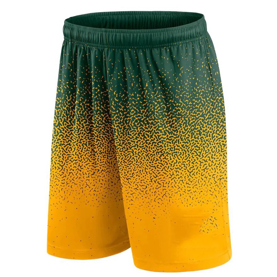 Basketball Shorts Gradient Elastic Drawstring Outdoor Sport Green Yellow Shorts