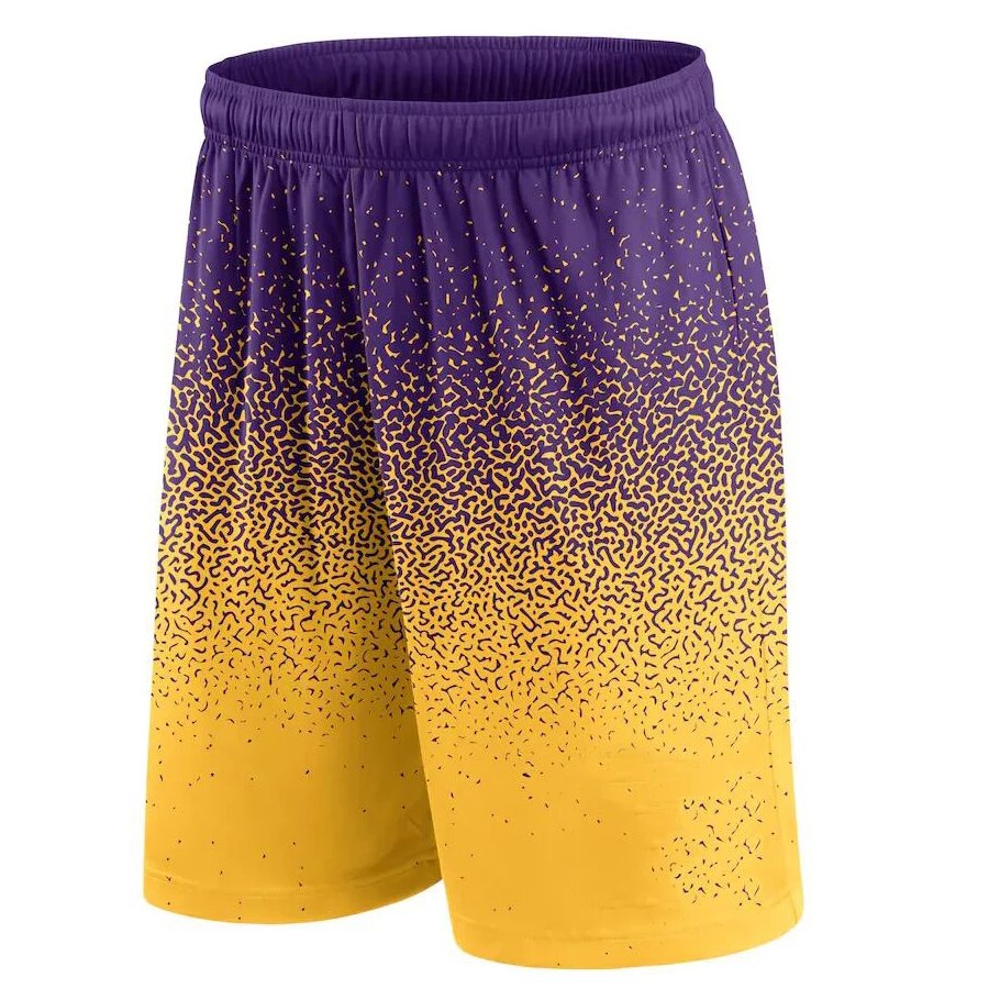 Basketball Shorts Gradient Elastic Drawstring Outdoor Sport Purple Yellow Shorts