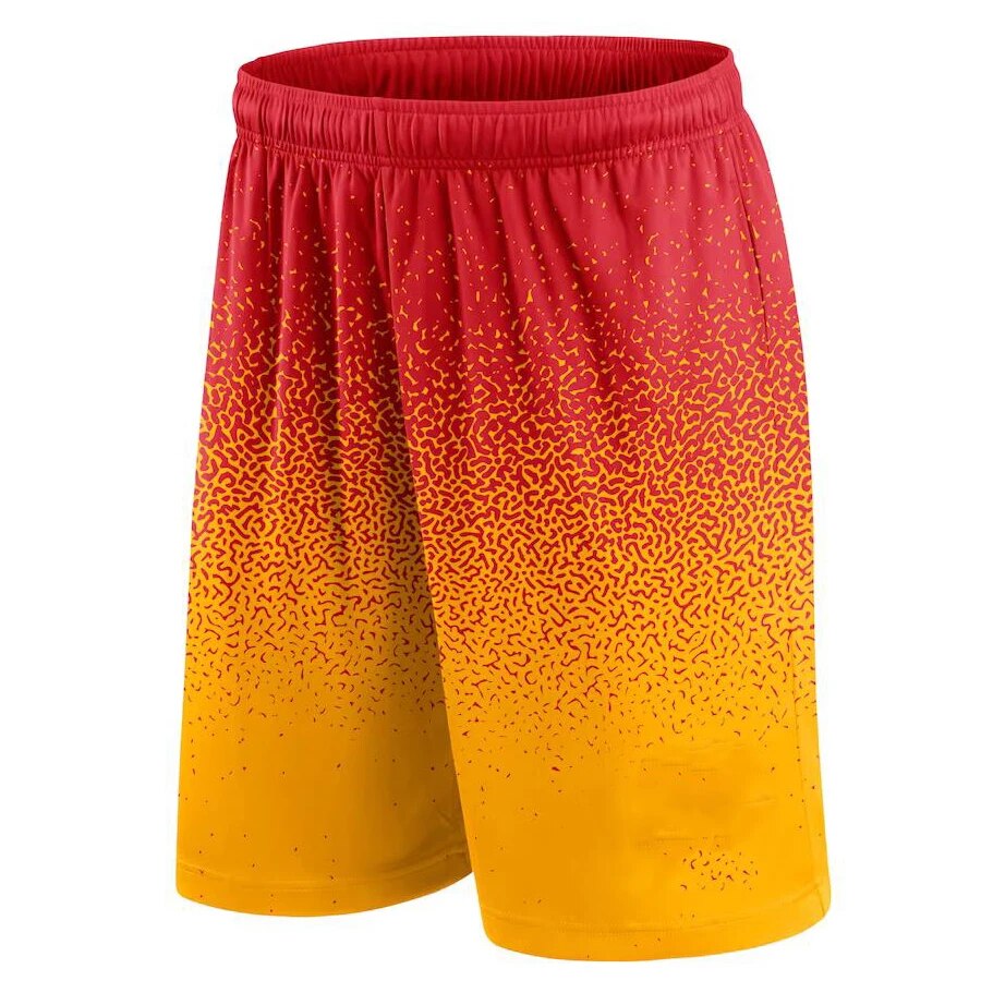 Basketball Shorts Gradient Elastic Drawstring Outdoor Sport Red Yellow Shorts