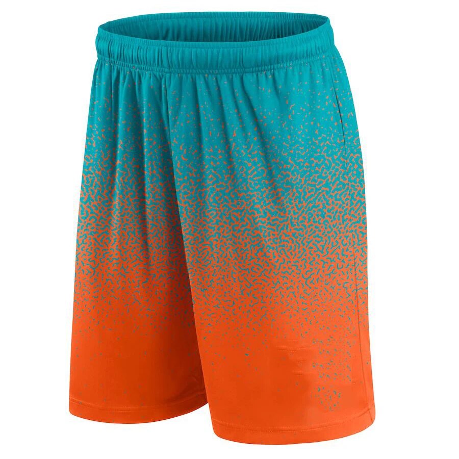 Basketball Shorts Gradient Elastic Drawstring Outdoor Sport Teal Orange Shorts