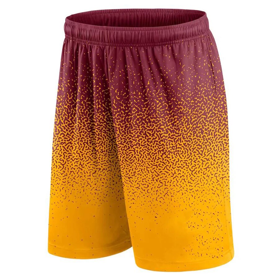 Basketball Shorts Gradient Elastic Drawstring Outdoor Sport Wine Yellow Shorts