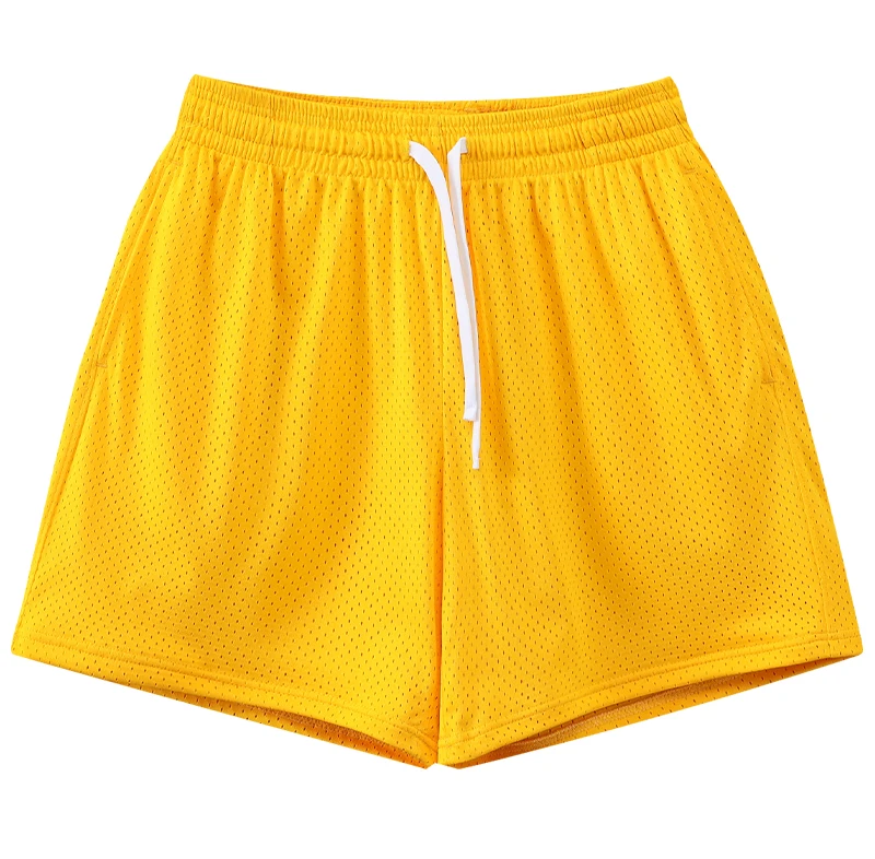 Men Casual Basketball Shorts Running Sports Breathable Outdoor Yellow Shorts